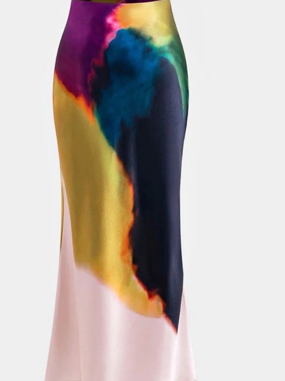 Micas Abstract Print Satin Maxi Skirt & Top Medium